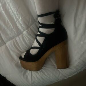 free people suede lace up platform heel